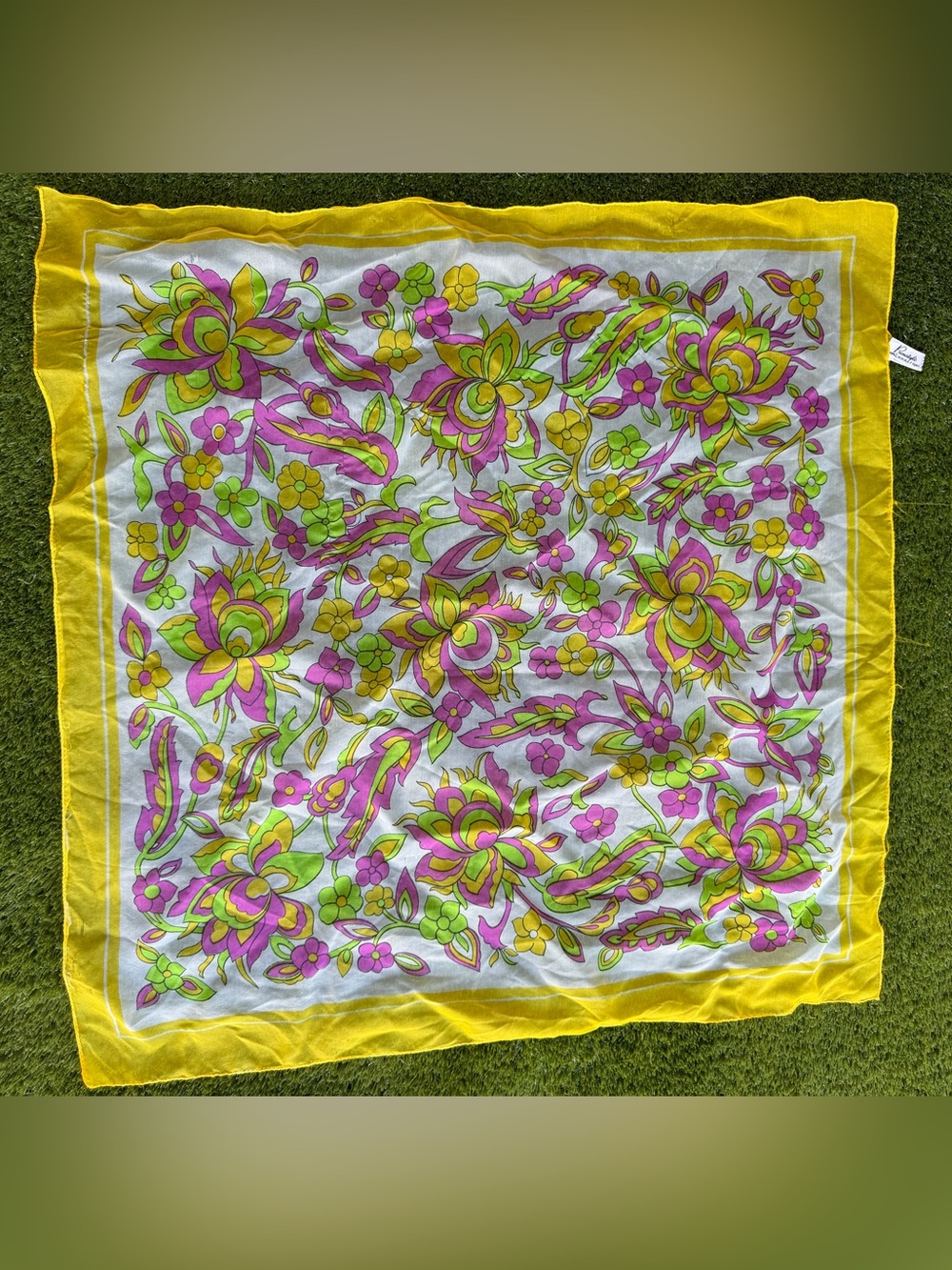 Vintage‎ Primstyle Scarf 100% Acetate Rayon Made In Italy F.W. Woolworth Company